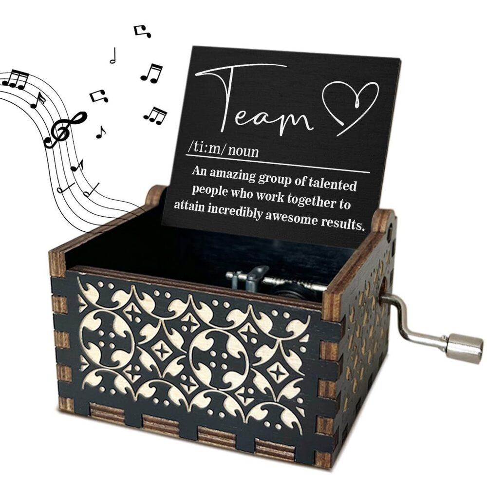 2594 Team Definition Wooden Music Box with Handle Coworker Appreciation